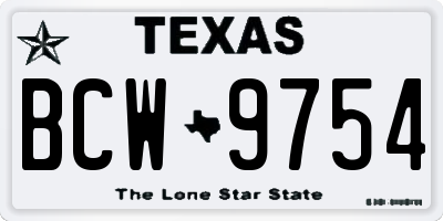 TX license plate BCW9754
