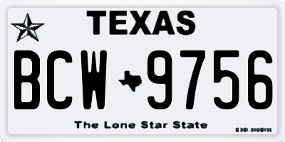 TX license plate BCW9756