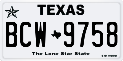 TX license plate BCW9758