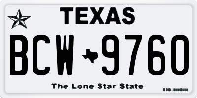 TX license plate BCW9760