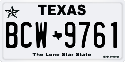 TX license plate BCW9761