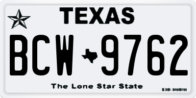 TX license plate BCW9762