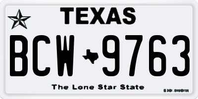 TX license plate BCW9763