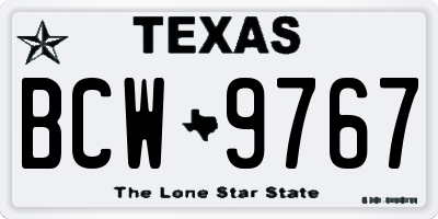TX license plate BCW9767
