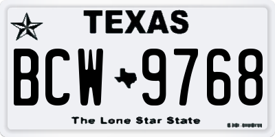 TX license plate BCW9768
