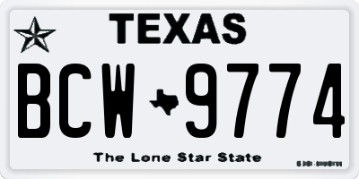 TX license plate BCW9774