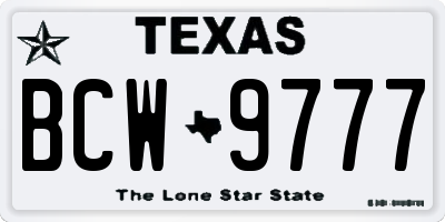 TX license plate BCW9777