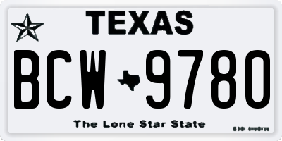 TX license plate BCW9780