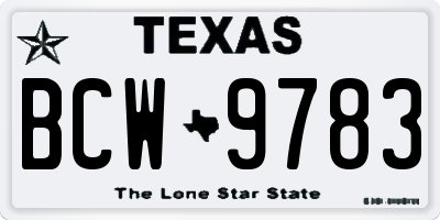 TX license plate BCW9783