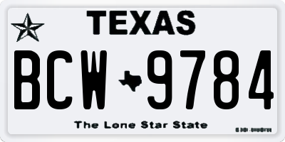 TX license plate BCW9784