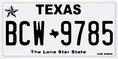 TX license plate BCW9785