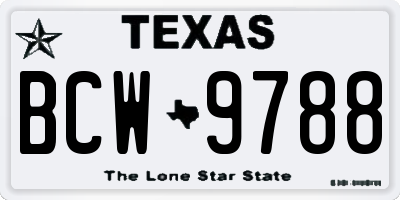 TX license plate BCW9788