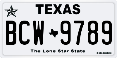 TX license plate BCW9789