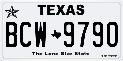 TX license plate BCW9790