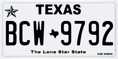 TX license plate BCW9792