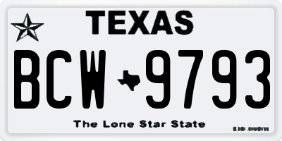 TX license plate BCW9793