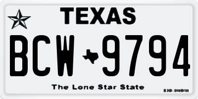 TX license plate BCW9794