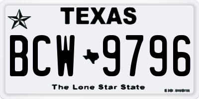 TX license plate BCW9796
