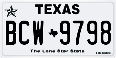 TX license plate BCW9798