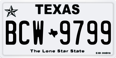 TX license plate BCW9799