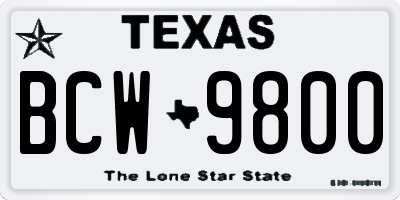 TX license plate BCW9800