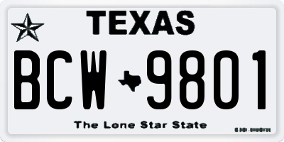TX license plate BCW9801