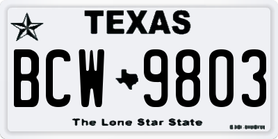 TX license plate BCW9803