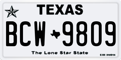 TX license plate BCW9809