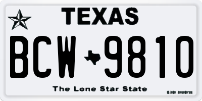TX license plate BCW9810