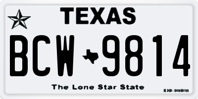 TX license plate BCW9814