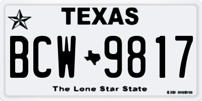 TX license plate BCW9817