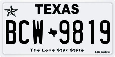 TX license plate BCW9819