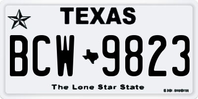 TX license plate BCW9823