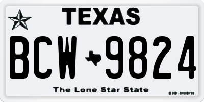 TX license plate BCW9824