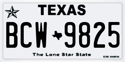 TX license plate BCW9825