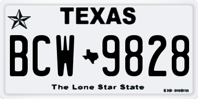 TX license plate BCW9828