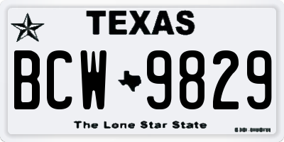 TX license plate BCW9829