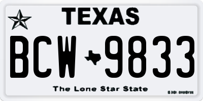 TX license plate BCW9833