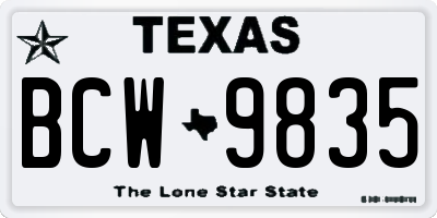 TX license plate BCW9835
