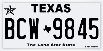 TX license plate BCW9845