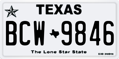 TX license plate BCW9846