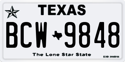 TX license plate BCW9848