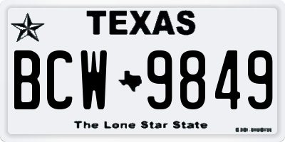 TX license plate BCW9849