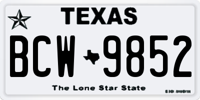TX license plate BCW9852