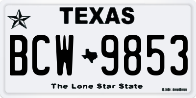 TX license plate BCW9853