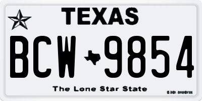 TX license plate BCW9854