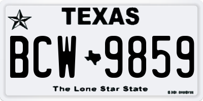 TX license plate BCW9859