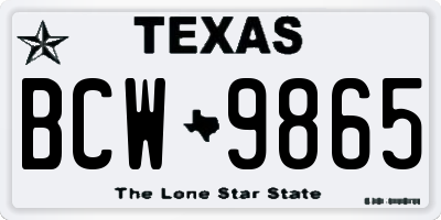 TX license plate BCW9865