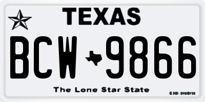 TX license plate BCW9866