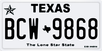 TX license plate BCW9868